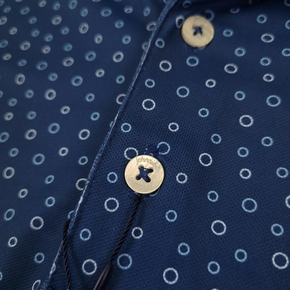 NWT Johnnie O Prep Performance Golf Polo Sz M Blue Micro Dot Stretch $98 MSP - Picture 12 of 15
